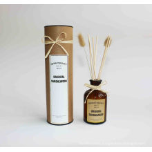 Brown glass 100ml reed diffuser with flower in kraft package for home